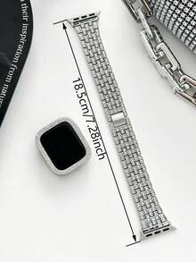 1 件兼容 表带 Apple Watchband 38mm 40mm 41mm 42mm 44mm 45mm 46mm 49mm，女士银饰闪亮钻石和水钻可替换金属表带兼容 Ultra 2/Ultra Series 11/10/9/8/7/6/5/4/3/2/1/SE，兼容 配件。智能表带 - 銀色 - 查看 4
