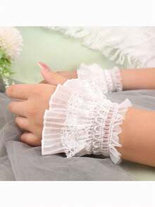 1 Phụ kiện tay áo giữ ấm viền ren có thể tháo rời cho áo nỉ, áo cánh dành cho nữ - Tay áo ren - Xem 1