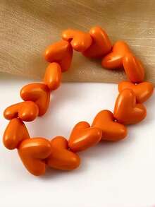 1 pieza Brazalete elástico con forma de corazón de acrílico de moda para mujeres, adecuado para uso diario y como regalo del Día de San Valentín