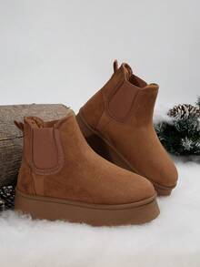 女士雪地靴百搭短筒加厚毛绒内里保暖防滑2025秋冬新款 - 駝色 - 查看 7