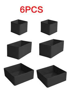 1/3/6pcs Non-Woven Fabric Storage Boxes, Clothes Closet Divider Storage, Foldable Storage Box Set, Clothes Bra Socks Underwear Organizer Box, Drawer Wardrobe Dust-Proof Storage Box, Suitable For Wardrobe Drawer Desktop Storage - Black - View 16