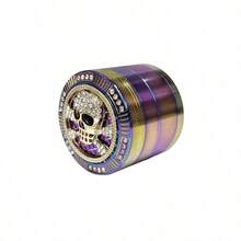 1pc Diamond Inlaid Skull Shaped Colorful Zinc Alloy Grinder, 50mm 4 Layers, Multi-Function Herb Grinder, Smoking Accessory, Decorative Item - Multicolor - View 14