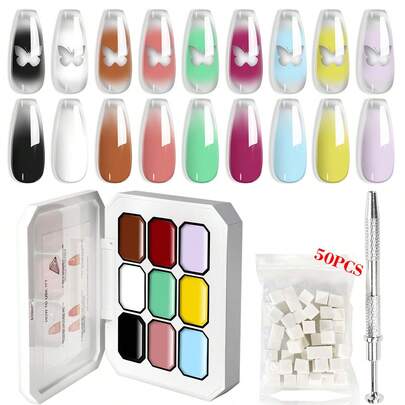  LIMEGIRL Gradient Painting Gel Set, 9 Colors Ombre Gel Nail Polish For Ombre Nails ,Wash-Free Painting Gel Set French Manicure DIY Nail Art,Off Gel Polish Kit For Salon And Nail Art DIY At Home