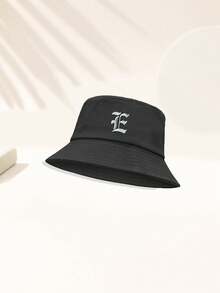 1 Pieza Sombrero de cubo de estilo gótico universal de unicolor con patrón de 26 letras, adecuado para exteriores, viajes, vacaciones en la playa, protección solar, pesca, senderismo, adecuado para combinar con moda festiva y casual, mejor regalo de vacaciones