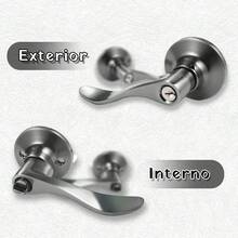 FUMETAX Cerradura de Manija de Cromo Espejo y Níquel Satinado Cerradura de Puerta Palanca de Puerta para Recámara, Paso y Baño con Llave SW-54ET03SN20 - Cromo Espejo - Ver 7