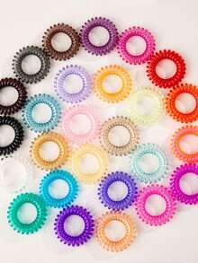 20 件女士高弹力螺旋发圈，不起皱不凹陷，不伤发，采用柔韧耐用的塑料制成，非常适合日常使用，马尾辫夹，发圈，发胶，发圈，发绳，弹力发圈，美容 - 彩色 - 查看 10