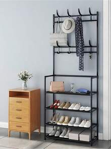 1pc Multi-Functional Coat Rack, Shoe Rack, Storage Rack, Movable And Easy To Assemble, Suitable For Living Room, Entrance, Bedroom, Study, Office, Holiday Gift, Valentine's Day Gift, Children's Gift