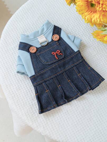 1pc Pet Clothes, Cute Puppy/Kitten Outfit, Comfortable Stylish Harness Dress For Small Dogs