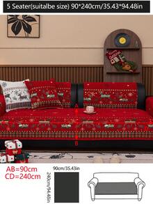 1 件四季沙发垫套，现代简约圣诞装饰沙发座椅保护套，防尘可洗沙发套，红色清新时尚柔软防褪色宠物友好型套，可调节，适用于转角沙发、卧室、办公室、客厅家具