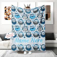 Cobertor de Arremesso de Coruja Cartoon, Macio, Aconchegante, Cobertor Decorativo de Flanela Leve, Perfeito para Sofá, Escritório e Uso em Viagens, Peludo, Felpudo, Quente Falso Pêlo, Presente de Aniversário e Feriado Perfeito para Família e Amigos