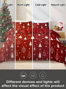 3pcs/Set Christmas Reindeer Christmas Tree Print Duvet Cover Set(1 Duvet Cover & 2 Pillowcase)Soft And Skin-Friendly Duvet Cover Bedding Set For Home, All Season Bed Sheets Set Christmas Gift