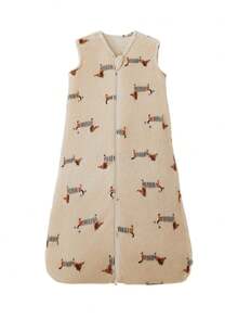 新生儿男童女童舒适柔软睡袋婴幼儿儿童无袖粉色豹纹印花可爱法兰绒保暖睡袋 - 臘腸狗 - 查看 10