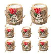 8 buc. decorațiuni de Crăciun, suport pentru lumânări tip pastilă din lemn cu lumânări tip pastilă, semn de Crăciun fericit pentru petrecere de sărbători, Anul Nou, Halloween, decorațiuni de Crăciun, nuntă, aniversare, cadouri de petrecere pentru petrecerea burlăcițelor, cadouri de Crăciun