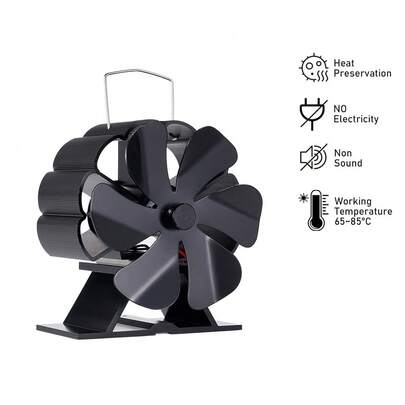 Mini ventilador de lareira de 6 pás, ventilador de fogão de ar quente, ventilador de queimador de lenha, distribuição de calor residencial silenciosa e eficiente