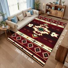 Vintage Printed Carpet, Red, Western Style, Non-Slip, Washable, Suitable For Living Room, Bedroom, Kitchen, Dining Room And Other Indoor Spaces, Home Decor - Multicolor - View 39