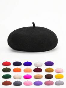 1pc Solid Color Beret Hat, Unisex Autumn/Winter Outdoor Cold-Proof Cap, Personalized Stylish Beanie For Men, Y2K Style
