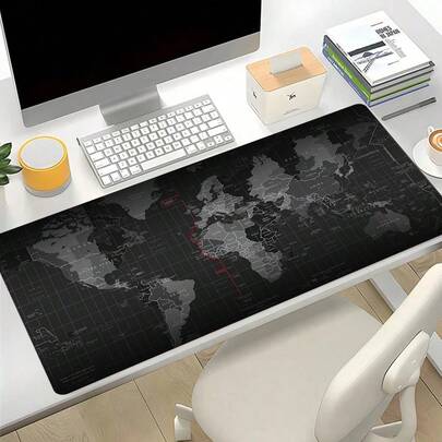 A World Map Mouse Pad With A Rubber Base, Perfect For Both Office And Home Use, Making It An Ideal Gift For Couples. 35.4X15.7-Inch Office Desk Pad And Mouse Pad Set, Large Gaming Mouse Pad, Suitable For Birthday And Holiday Gifts