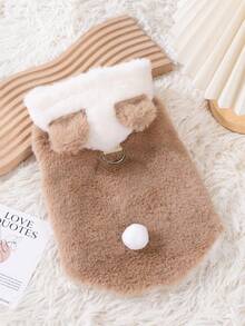 1 件秋冬宠物狗/猫保暖夹克、熊形变身背心、带牵引绳的宠物服装