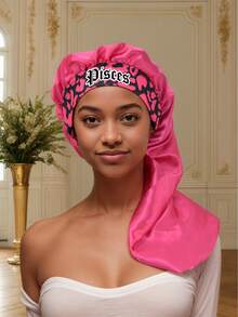 1 pieza Gorro de mujer con estampado de seda satinada suave, gorro de dormir casual y cómodo tipo turbante