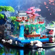 2160pcs Peach Blossom Lake Building Block Set, DIY Puzzle Toy Set, Suitable For Ages 14+, Great Christmas Gift, Made Of High-Quality Plastic