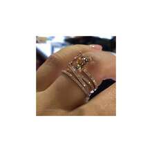 Rose Gold Sparkling Diamond Square Ring Cross Women's Ring - Hoa hồng vàng - Xem 5