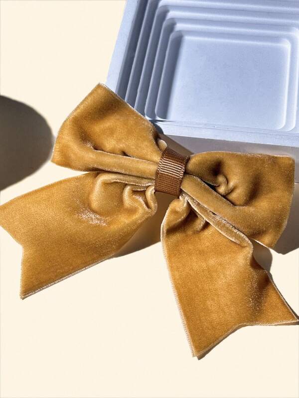 1pc Suede Bowknot Hair Clip, Children Hair Accessories For Girls, Autumn/Winter