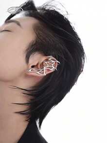 1pc Hollow Thorn Mechanical Style Ear Cuff, Single Left Ear Earring For Men (Left Ear Only)