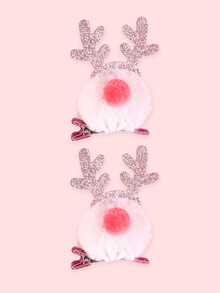 2/4 piezas Pinzas para el pelo de reno navideño de peluche brillante, adecuadas para uso diario y fiestas