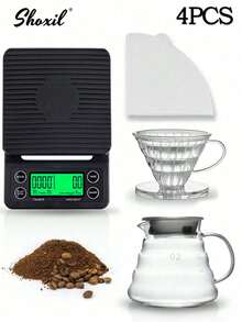 shoxil 3/14 件咖啡壶套装、便携式咖啡壶套装、滴滤咖啡壶套装、02 号尺寸、手冲咖啡套装、手工咖啡套装、V02 滴滤咖啡套装、派对节日礼物、便携式咖啡露营套装、旅行咖啡配件工具 - V02 Set - 查看 16