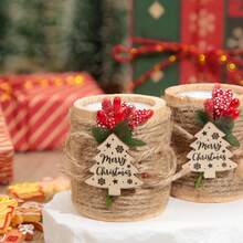 8 buc. decorațiuni de Crăciun, suport pentru lumânări tip pastilă din lemn cu lumânări tip pastilă, semn de Crăciun fericit pentru petrecere de sărbători, Anul Nou, Halloween, decorațiuni de Crăciun, nuntă, aniversare, cadouri de petrecere pentru petrecerea burlăcițelor, cadouri de Crăciun