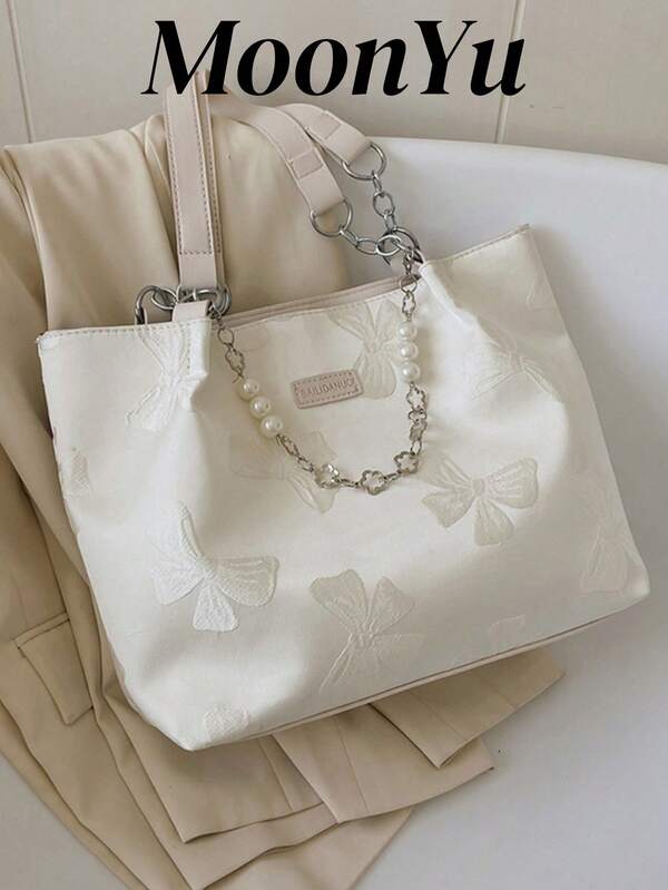 Women's Floral Fabric Tote Bag, Large Capacity Commuter Bag, Fashion Essential