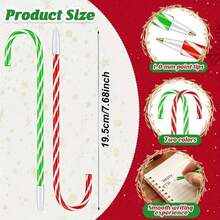2/10pcs Christmas Candy Cane Round Ballpoint Pen, Plastic Twist Cap, Mid-Point Design – Perfect For Holiday Gifts And Office Supplies, No Electricity Required, Ideal As Party Favors