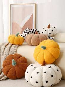 1pc 3D Pumpkin Pillow, Halloween Pumpkin Pillow, Fall Decor, Thanksgiving Decoration Indoor, Fall Winter Throw Pillows Halloween Decoration, Thanksgiving Halloween Party Decoration, Room Decor, Home Decor