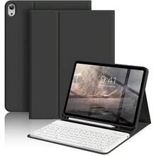 TenYide Keyboard Case Compatible With IPad 5th/6th/7th/8th/9th/10th, Pro 11, Air 1/2/3/4/5/6 Case Detachable Wireless Keyboard Battery And Cover, Built-In Pen Holder-Pink,Black