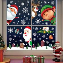 245 Stücke (9 Blatt) Schneeflocken Fensteraufkleber, Glasaufkleber, Party Schneeflocken Aufkleber, Weihnachtsmann Rentier Aufkleber, Aufkleber, Wandaufkleber, PVC Material Aufkleber, Weihnachtsstadt Schnee Cartoon Weihnachtsmann statische Aufkleber, Weihnachtsbaum Schneeflocke Pflicht Fensteraufkleber, Winterurlaubs Weihnachts Geschäftsauslagen Fenster Dekorationen