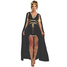 Halloween Ancient Civilization Costume Set - Roman/Greek Goddess & Cleopatra Outfits With Headdress, Waist Chain & Bracelet For Cosplay/Stage - 黑色 - 查看 1