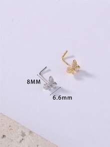 1PC/4PCS Butterfly And Flower L-Shaped Nose Studs – Sparkly CZ Nose Pins Piercing Jewelry For Women Girls Daily Wear