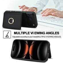 ZZXX Wallet Solid Color Ring 360° Rotation Button Side Sticker With Card Slot RFID Blocking Kickstand Magnetism Flip PU Artificial Leather Case Compatible With IPhone Air 17 Pro Max 16e 15 Pro 14 Plus 13 Mini 12 11 SE 2022 X XS XR 8 7 ForSamsung Galaxy S25 Edge S25 Ultra S24 FE S23 Plus S22 S21 Note 20 A12 A13 A14 A15 A16 A17 A26 A35 A36 A51 A52 A53 A54 A55 A56 A71 A72 A73 ForGoogle Pixel 6a 8 Pro 8a 9 9a 10 Pro XL Cover Business Shockproof Protective Card Bag