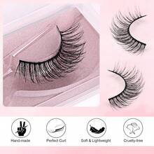 Pestañas postizas de visón sintético 3D, naturales y gruesas, con tallo rígido 3D y pegamento, adecuadas para amigos, parejas, viajes al aire libre, viajes de negocios, citas, fiestas de Halloween, cumpleaños, regalo para amigos