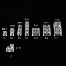 55pcs Mixed Small Particle Building Blocks, Transparent White Thick Brick Model Classic Bulk Bricks, Children Toys Gift