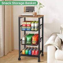 Fruit Basket Vegetable Stand Kitchen Pantry, Pull Out Metal Wire Basket With Wood Top Fruit Vegetable Onions Potatoes Snacks - 11.8"D X 15.7"W X 33.7"H - View 7