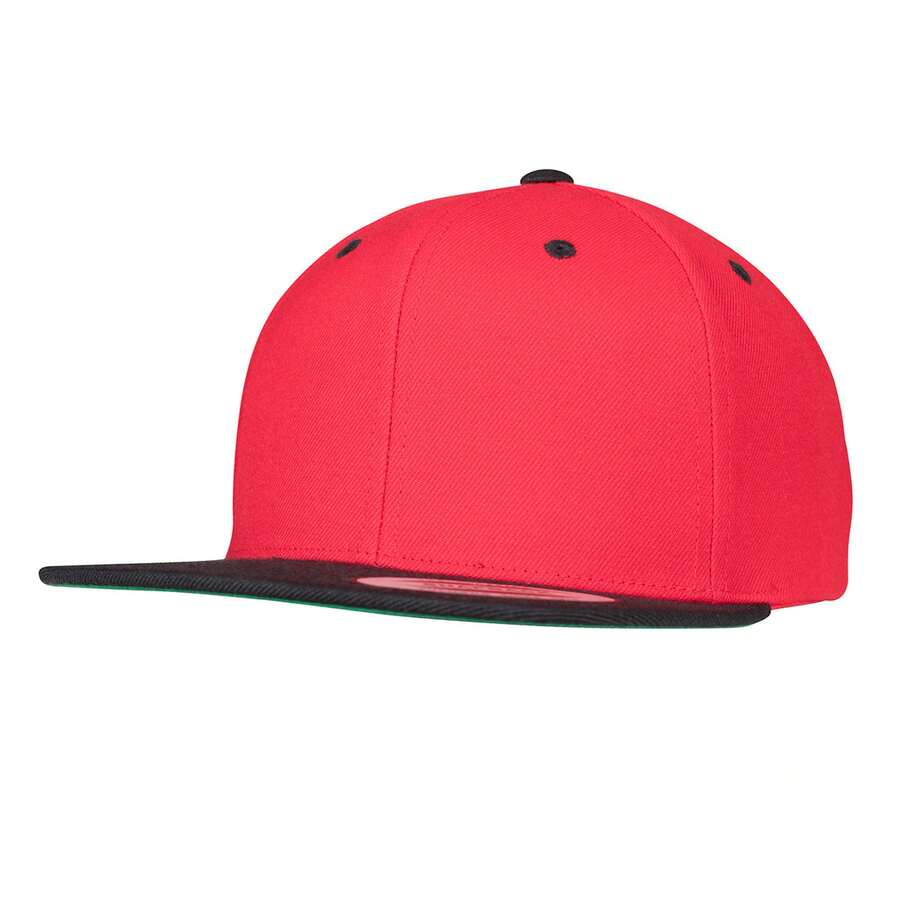 Classic Two Tone Snapback Cap (Red/Black) - Black - View 1