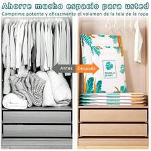 10 Piezas Bolsas de Almacenamiento al Vacío con Bomba Eléctrica, Bolsas de Compresión que Ahorran Espacio, Almacenamiento Reutilizable para Ropa, Almohadas y Edredones (flor) - follaje - Ver 1