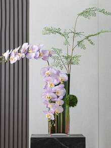 1 株人造兰花，9 株栩栩如生的大型蝴蝶兰茎，经典风格人造兰花插花，装饰丝绸蝴蝶兰，客厅家居装饰人造花枝，酒店婚礼插花 - 淺紫色 - 查看 4