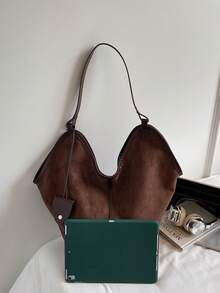 New Fashion Solid Color Large Capacity Tote Bag For Women, Casual Stylish Bucket Bag For Work Commute, Shoulder & Crossbody Bag