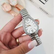 Women's Cobra Watch With Elastic Spring Strap - Silver - View 2