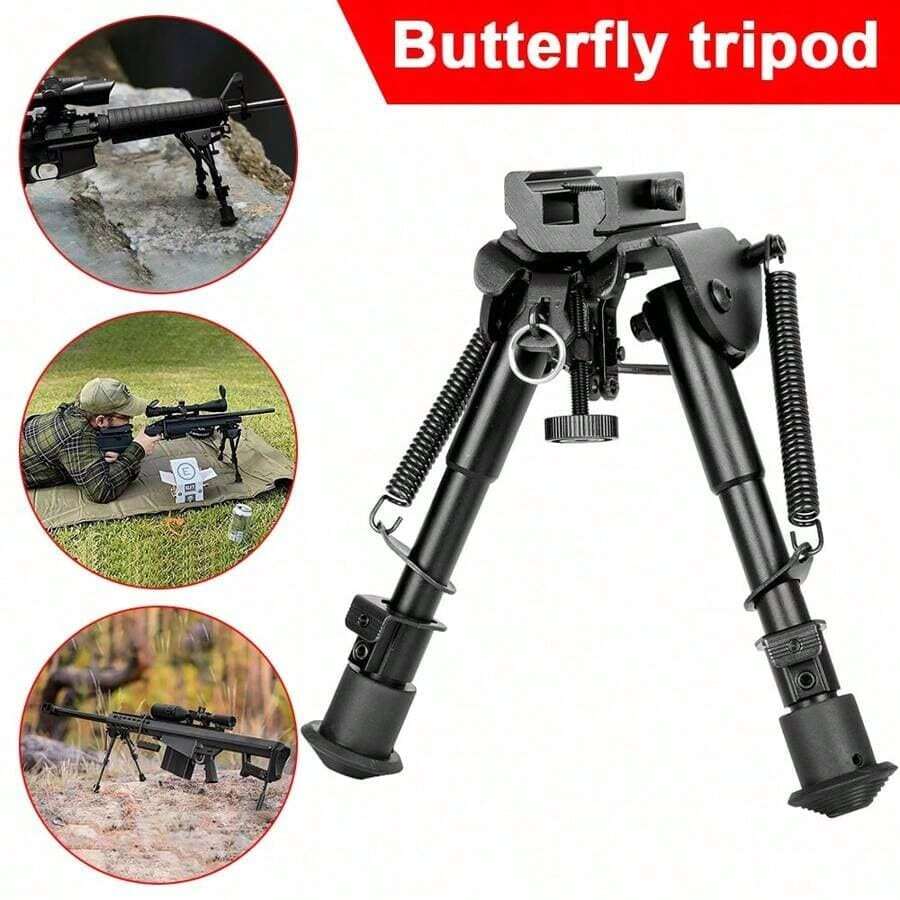 MLOL 两脚架 6-9 英寸（15-22 厘米）两脚架，高度位置可调，适用于 20 毫米皮卡汀尼导轨 - 黑色 - 查看 1