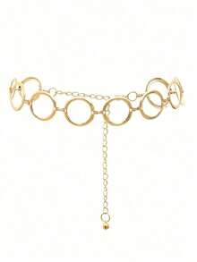 1 Pc Women's Versatile Circle Decorated Waist Chain, Elegant Fashion Waist Belt For Dress Fall, Autumn, Halloween - 彩色 - 查看 2