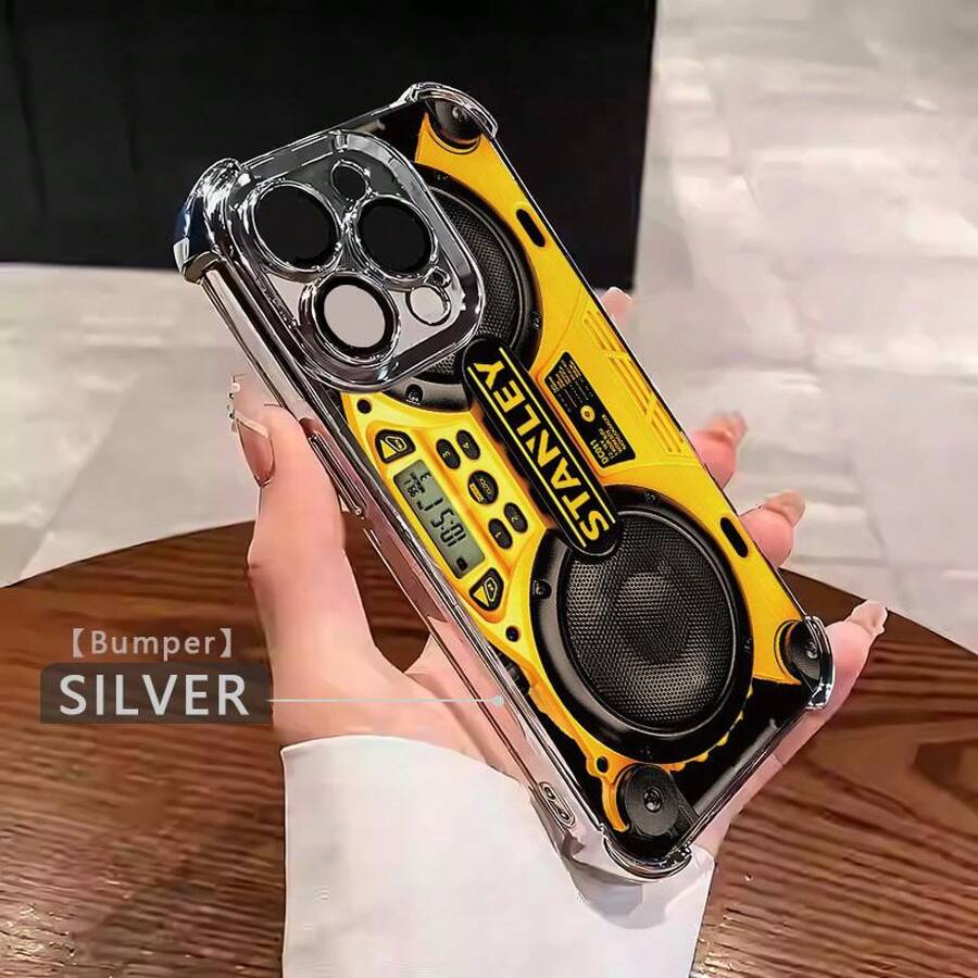 Designed For IPhone 16/15/14/13/12/11 Xs Pro Max Plus Phone Case Luxury Electroplated Clear Drop Protection Four Corner Anti Shockproof Protective Limited Edition Men Girl Western Tify Case Cover  Tool Audio 07v-I101 Milwaukee Collection - 銀色 - 查看 1