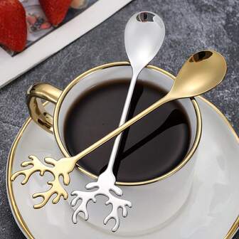 1 st/4 st silver/guld rostfritt stål renformad kaffesked, kreativ dessertsked presentsked, sockersked, tesked, köksdekorationstillbehör lämplig för kök, hotell, café, julklapp